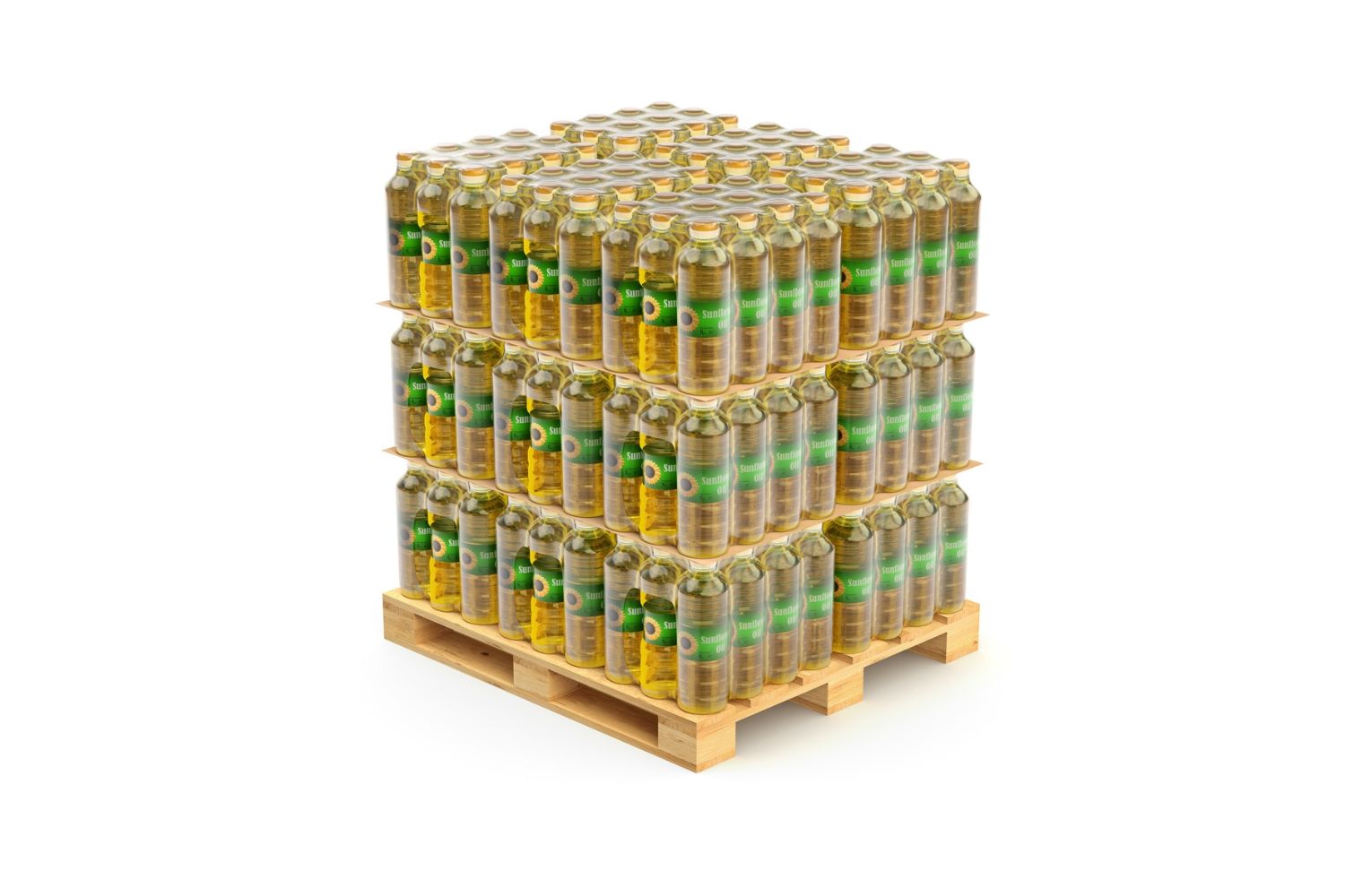Palettierte Ölflaschen